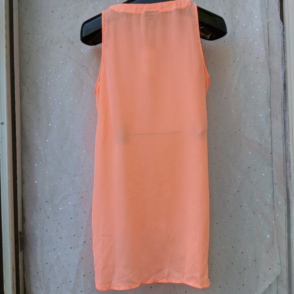 RUE 21 New Coral Dressy Semi Sheer Tank Medium - Picture 3 of 5